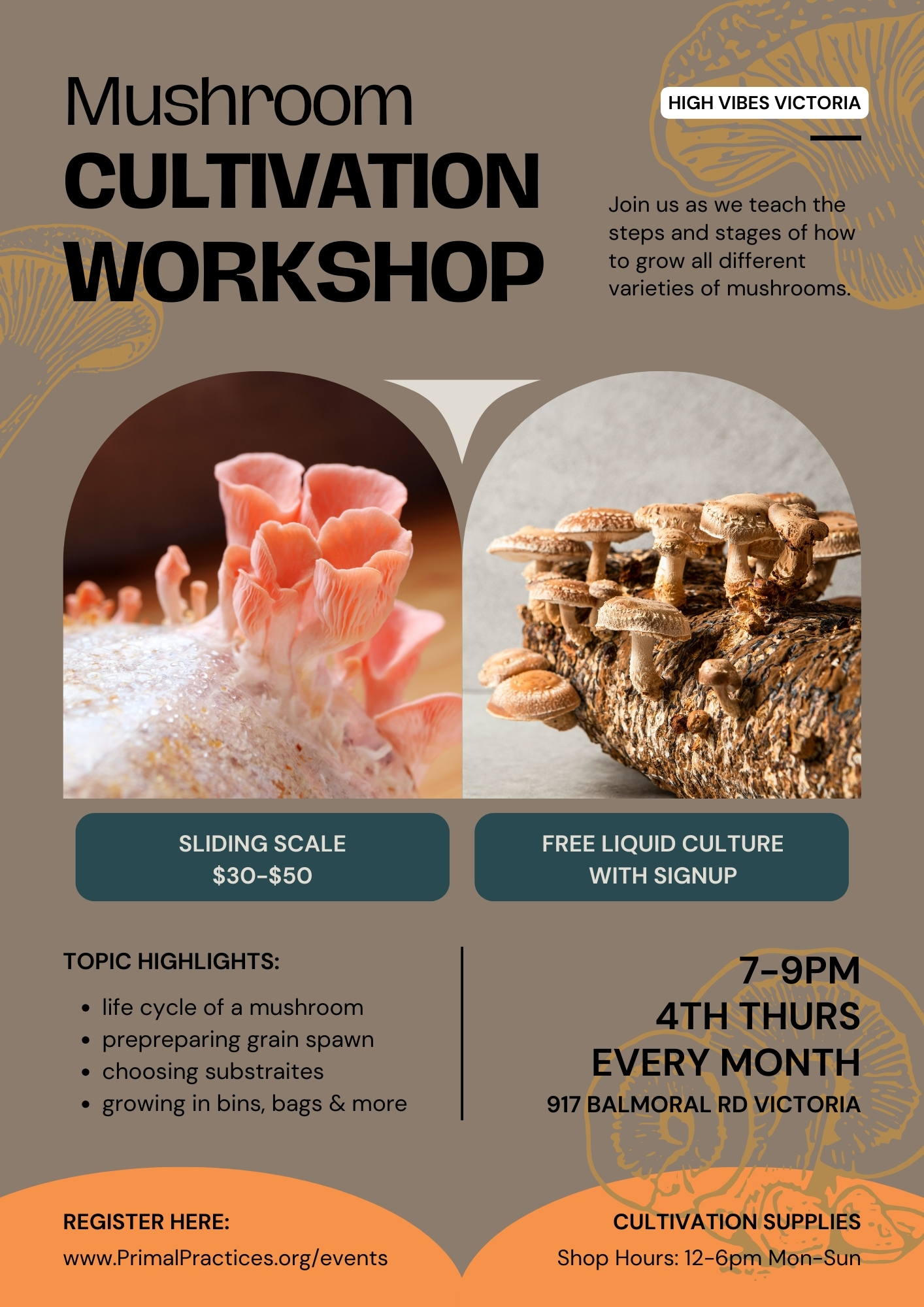 Monthly mushroom grow workshop